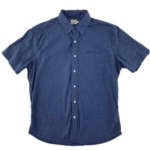 Faherty Short Sleeve Button Up Shirt Mens Large Blue All Over Print
